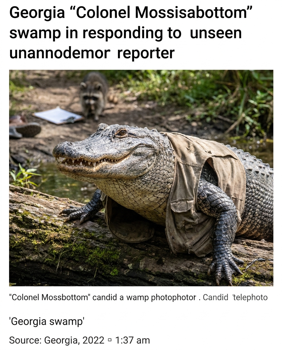 Colonel Mossbottom, Georgia gator, as interviewed by Webster