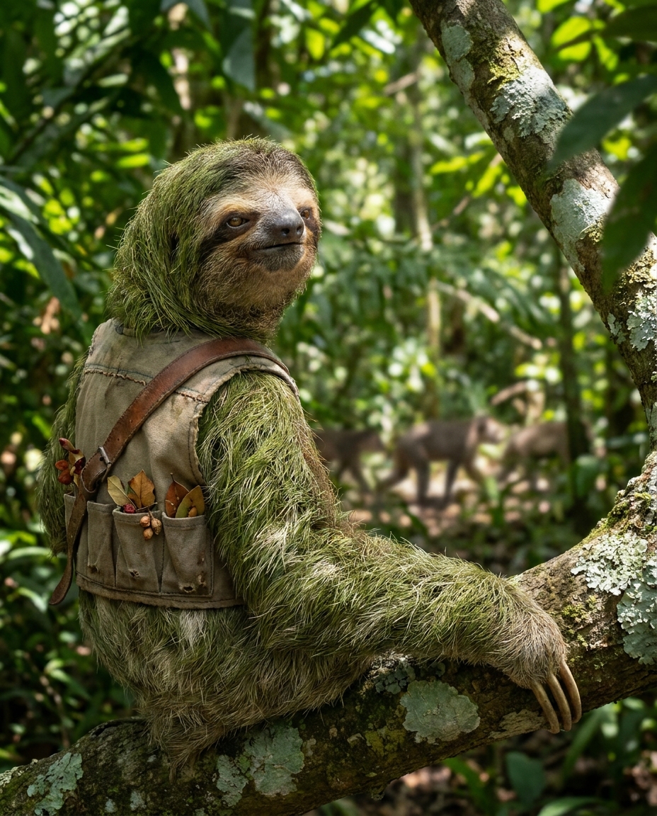 Mossy, three-toed sloth, as interviewed by Webster