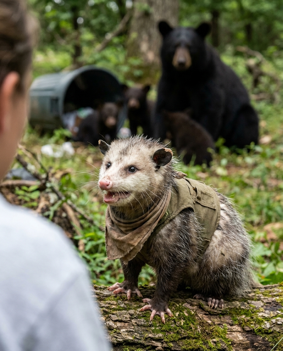 Satchel, backyard opossum, as interviewed by Webster