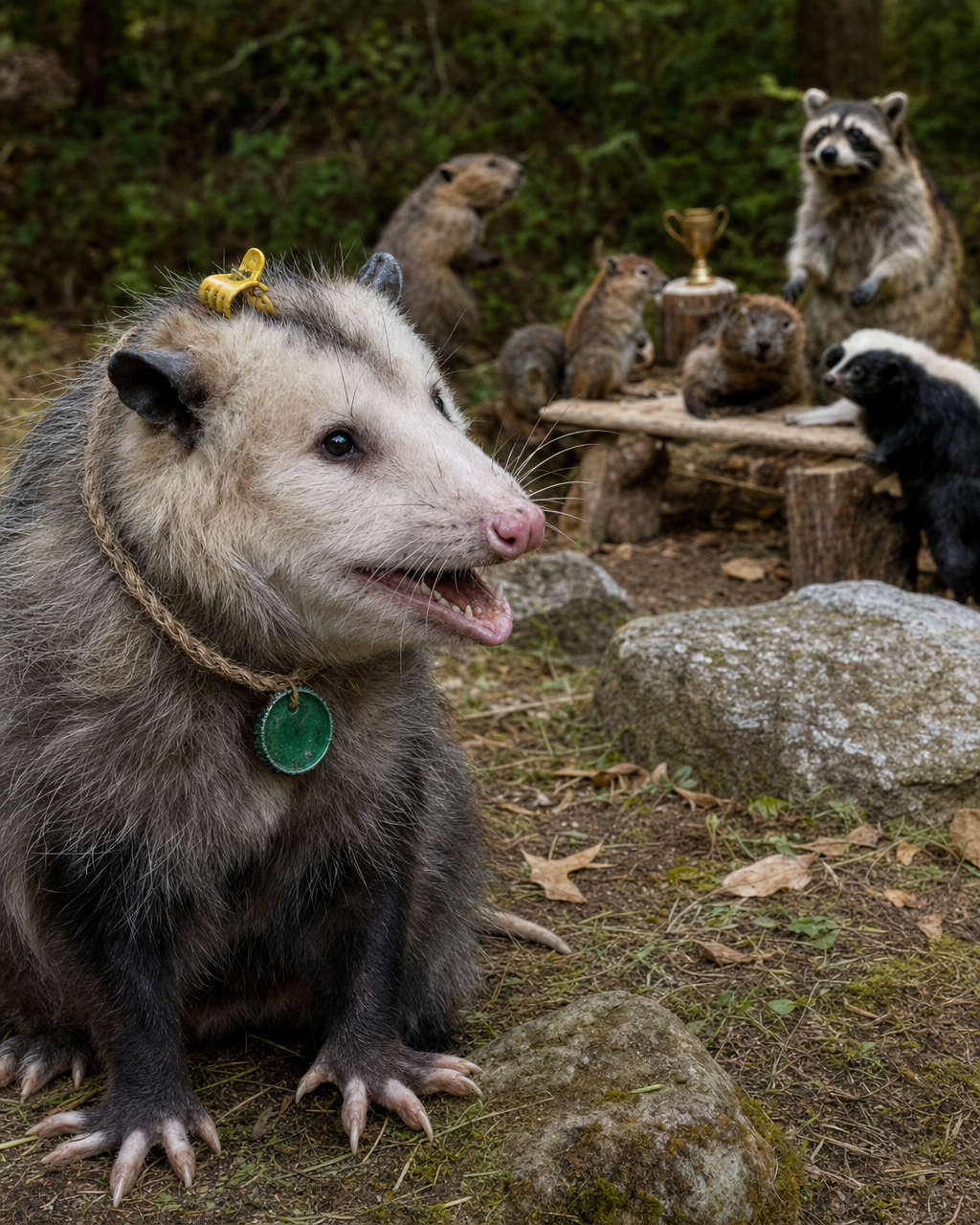 Opie, backyard opossum, as interviewed by Webster